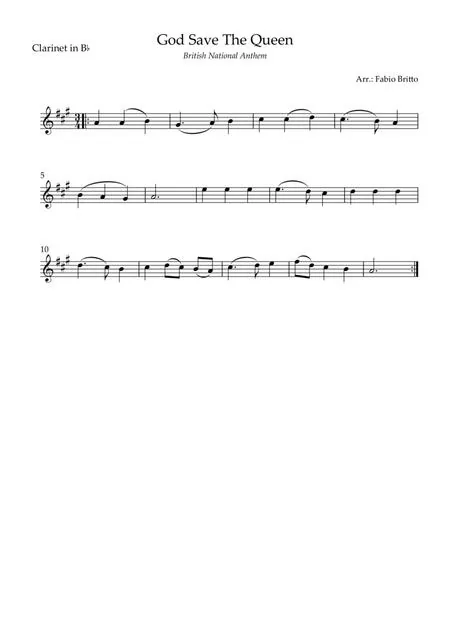 God Save The Queen clarinet sheet music