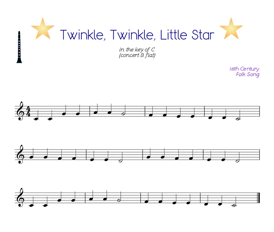 Twinkle, Twinkle, Little Star clarinet sheet music