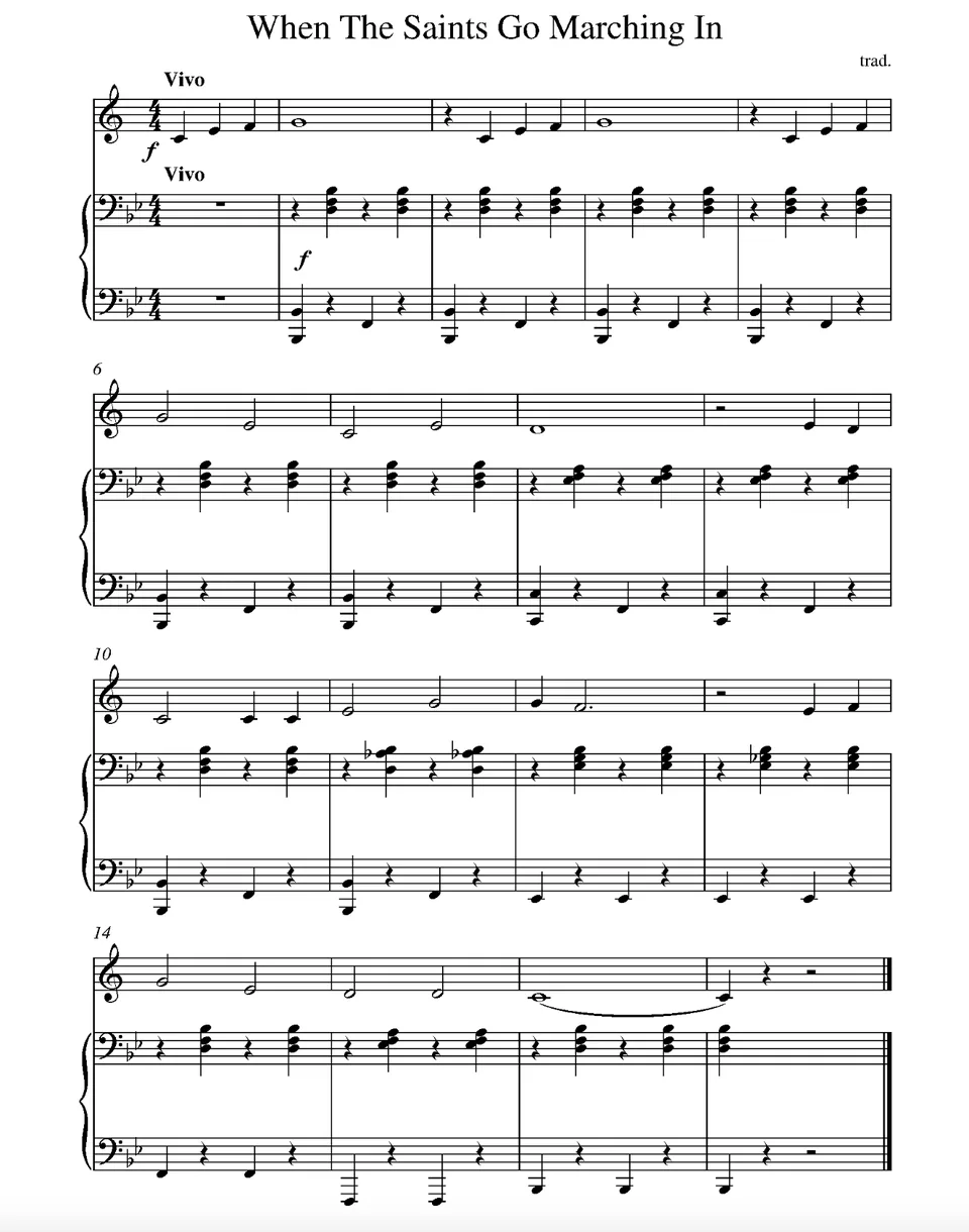 When the Saints Go Marching In clarinet sheet music