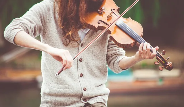 woman, violin, music