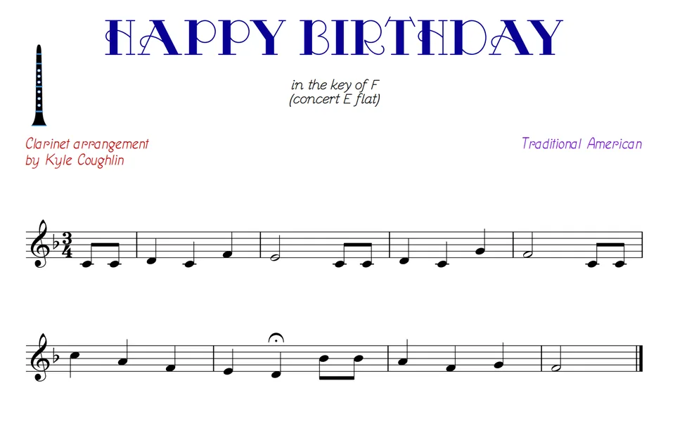Happy Birthday clarinet sheet music