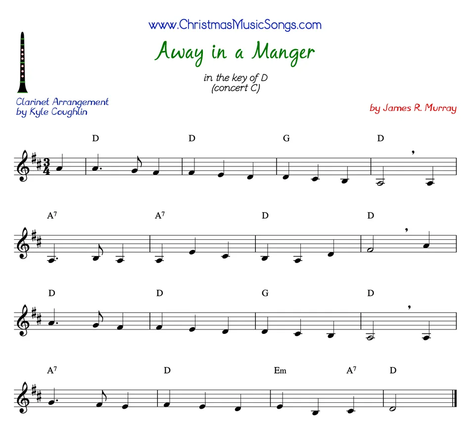 Away in a Manger clarinet sheet music