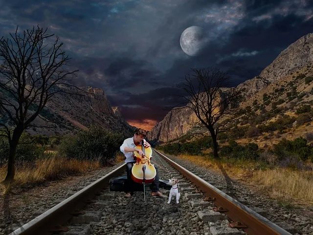 fantasy, mountains, train tracks