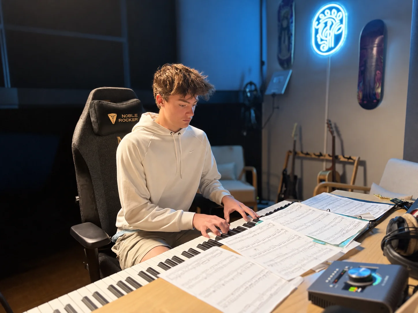 A student practicing piano in the Music 4 Humans studio