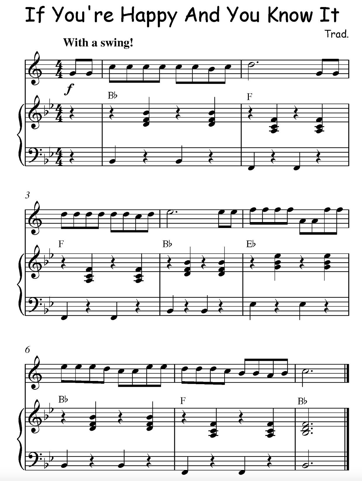 If You're Happy and You Know It clarinet sheet music